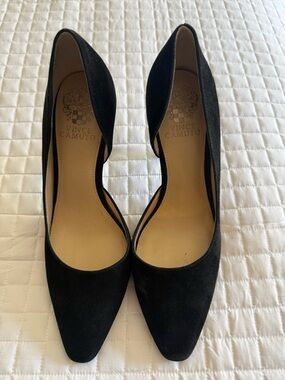 Vince Camuto Black Suede Pointed D'Orsay Pumps